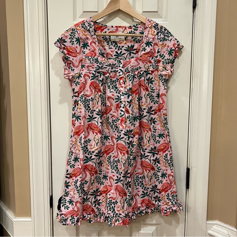 Like New Printfresh Flock Of Flamingos Nightgown Pink Green Mini Dress Nightgown